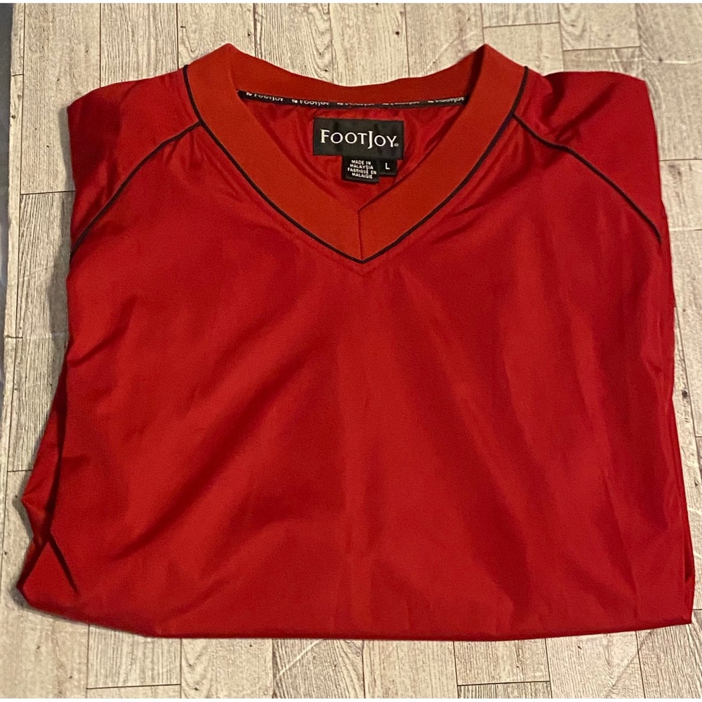 FootJoy Mens Golf Pullover Short Sleeve Red V Neck Lightweight size Large